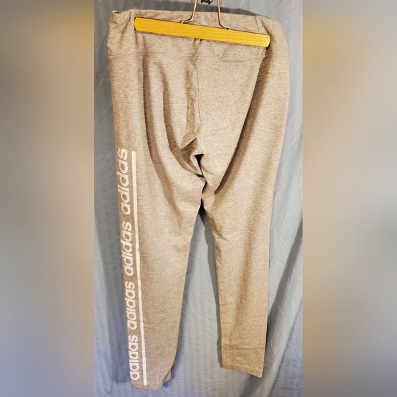 Adidas Climalite Heather Grey Logo Leggings, Size Medium - Picture 2 of 4